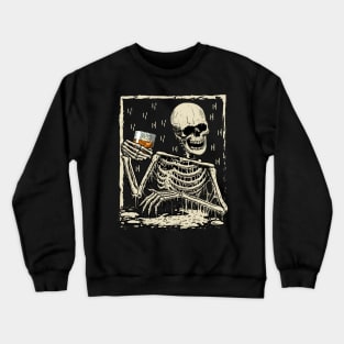 Skeleton Drinking Bourbon Whiskey Crewneck Sweatshirt